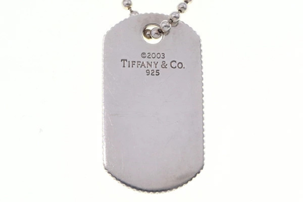 Tiffany Co Coin Dog Necklace Sterling Silver Pendant Ball Chain Long Silver